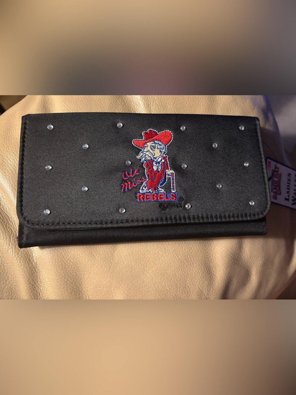 Old Miss Rebels Colonel Reb Rhinestone Ladies Wallet Black NWT